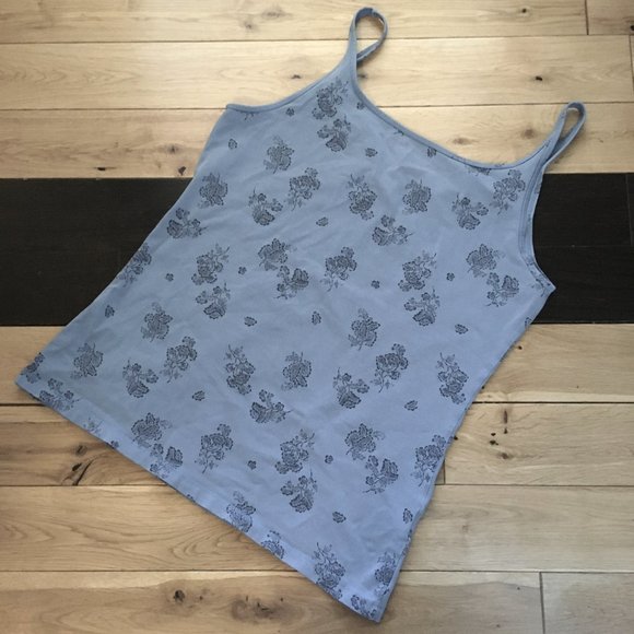 Blue Stretchy Jersey Floral Tank Top - Picture 3 of 8
